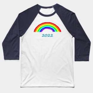 Hand Drawn Rainbow Blue 2022 Baseball T-Shirt